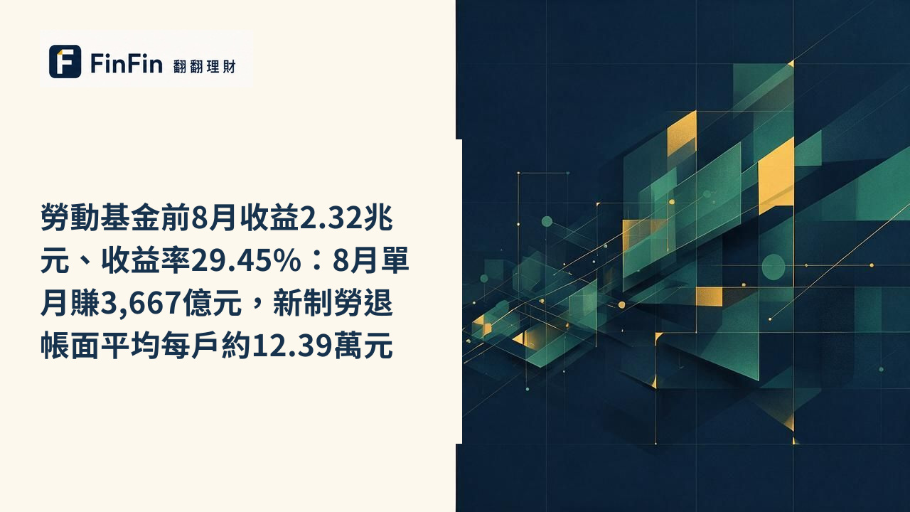 勞動基金前8月收益2.32兆元、收益率29.45%：8月單月賺3,667億元，新制勞退帳面平均每戶約12.39萬元的 FinFin 編輯視覺