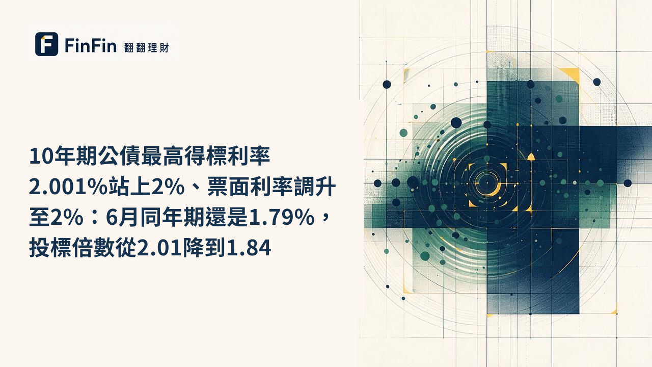 10年期公債最高得標利率2.001%站上2%、票面利率調升至2%：6月同年期還是1.79%，投標倍數從2.01降到1.84的 FinFin 編輯視覺