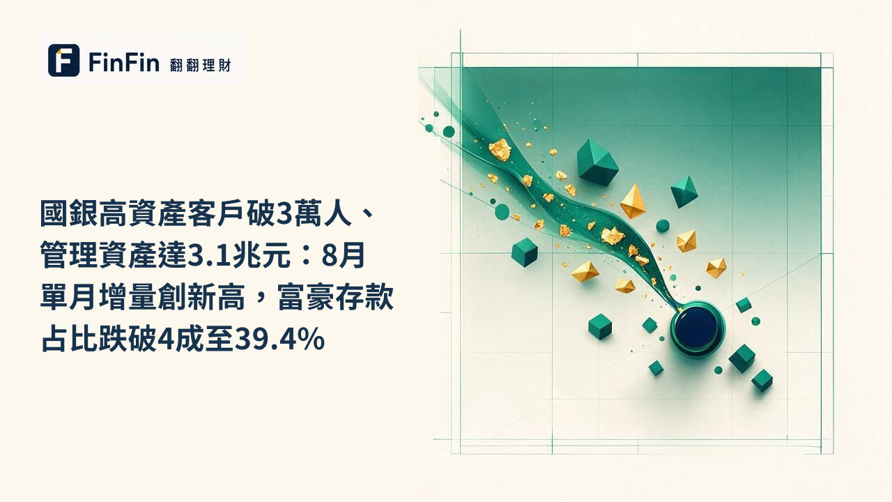 國銀高資產客戶破3萬人、管理資產達3.1兆元：8月單月增量創新高，富豪存款占比跌破4成至39.4%的 FinFin 編輯視覺