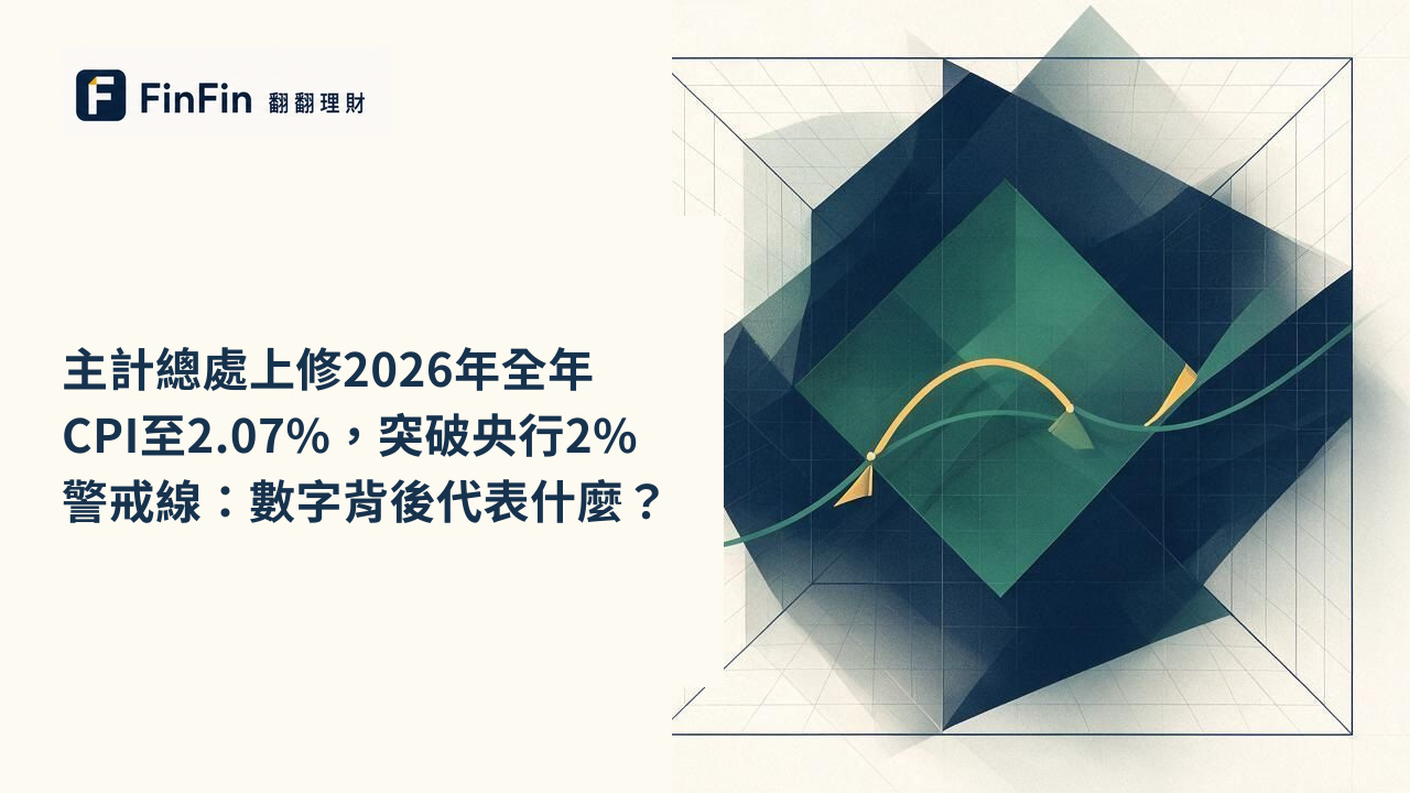 抽象示意圖：一條冷色調基線被一道橘紅色弧線向上突破，象徵通膨警戒門檻被跨越